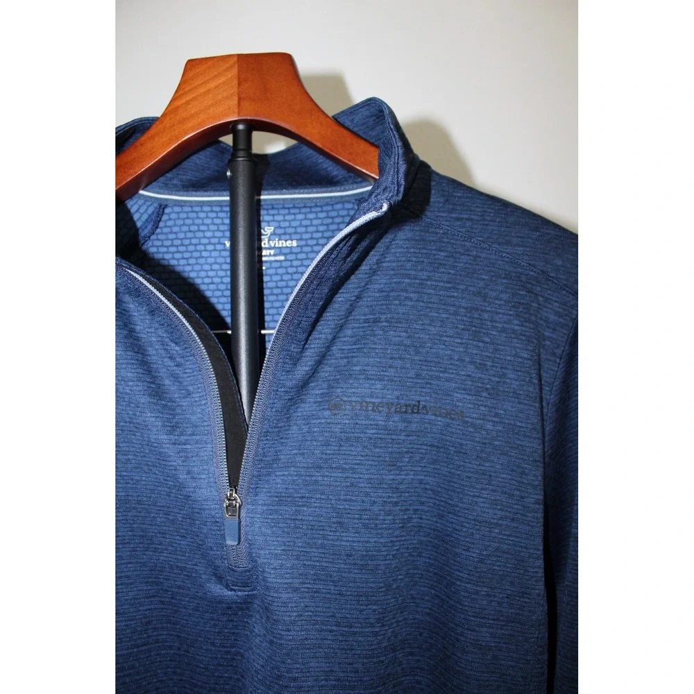 Vineyard Vines Sankaty Youth XL Navy Blue Heathered Quarter Zip Pullover Shirt